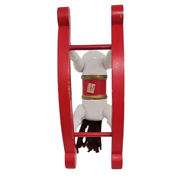 Vintage Classic White and Red Wooden Rocking Horse w/ Yarn Main Christmas Decor - Picture 6 of 10